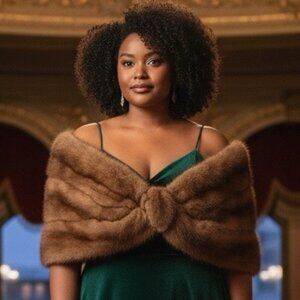 Vintage 40s 50s Brown Mink Fur Cape Stole Glam Old Money‎ Capelet handmade OS